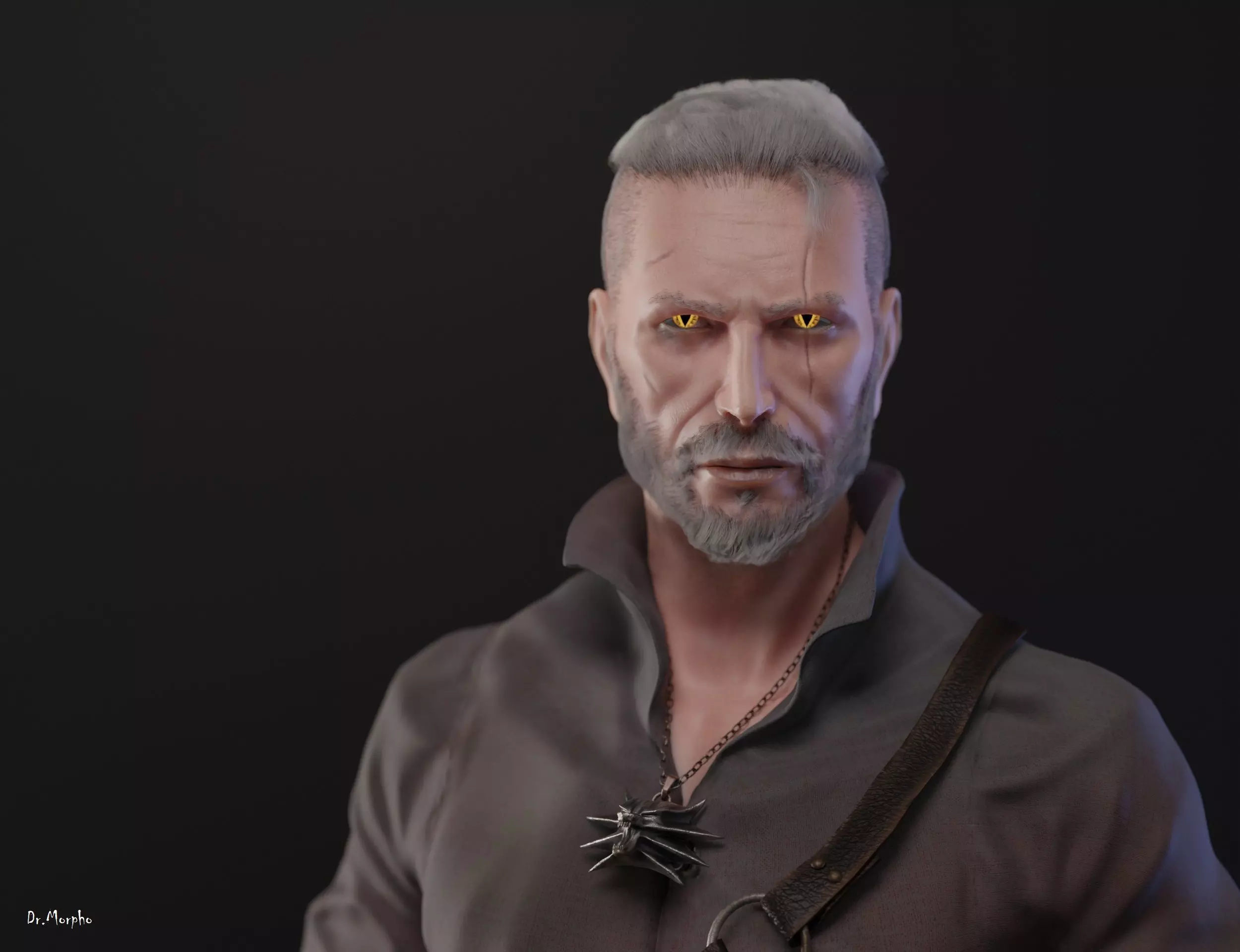 The Witcher man holding sword 3D model_0