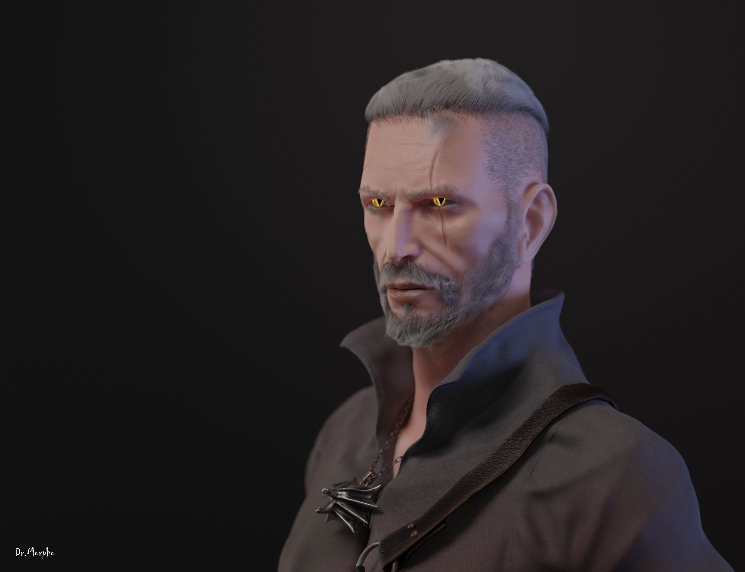 The Witcher man holding sword 3D model_8