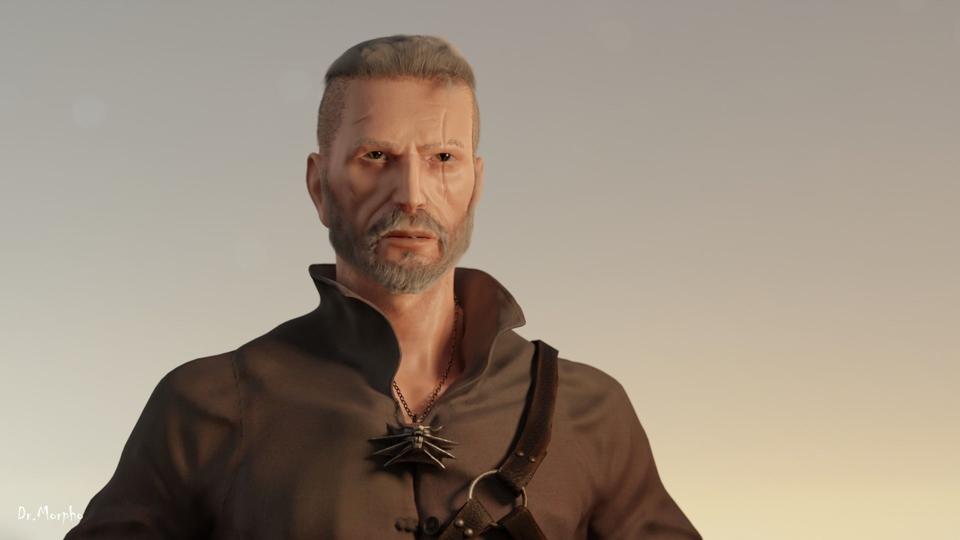 The Witcher man holding sword 3D model_2