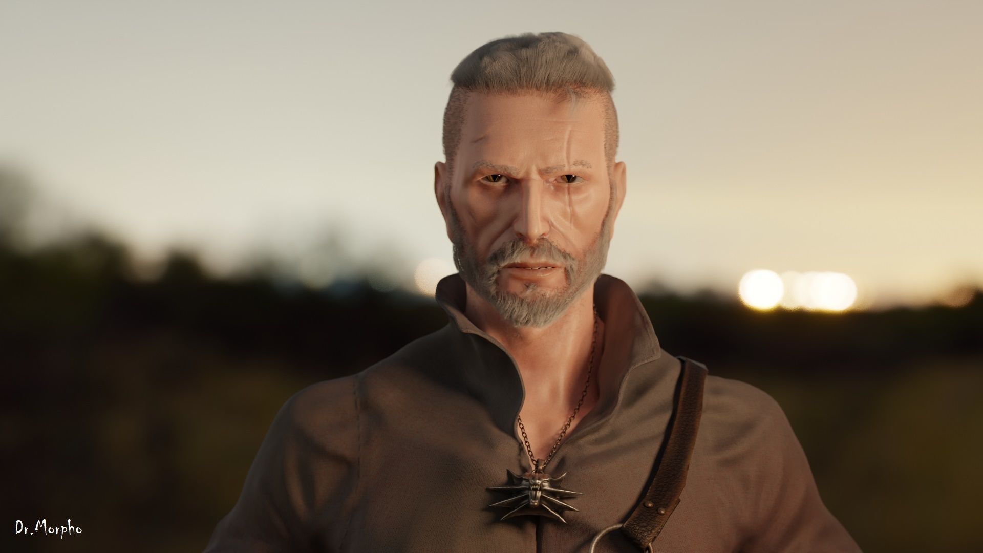 The Witcher man holding sword 3D model_1