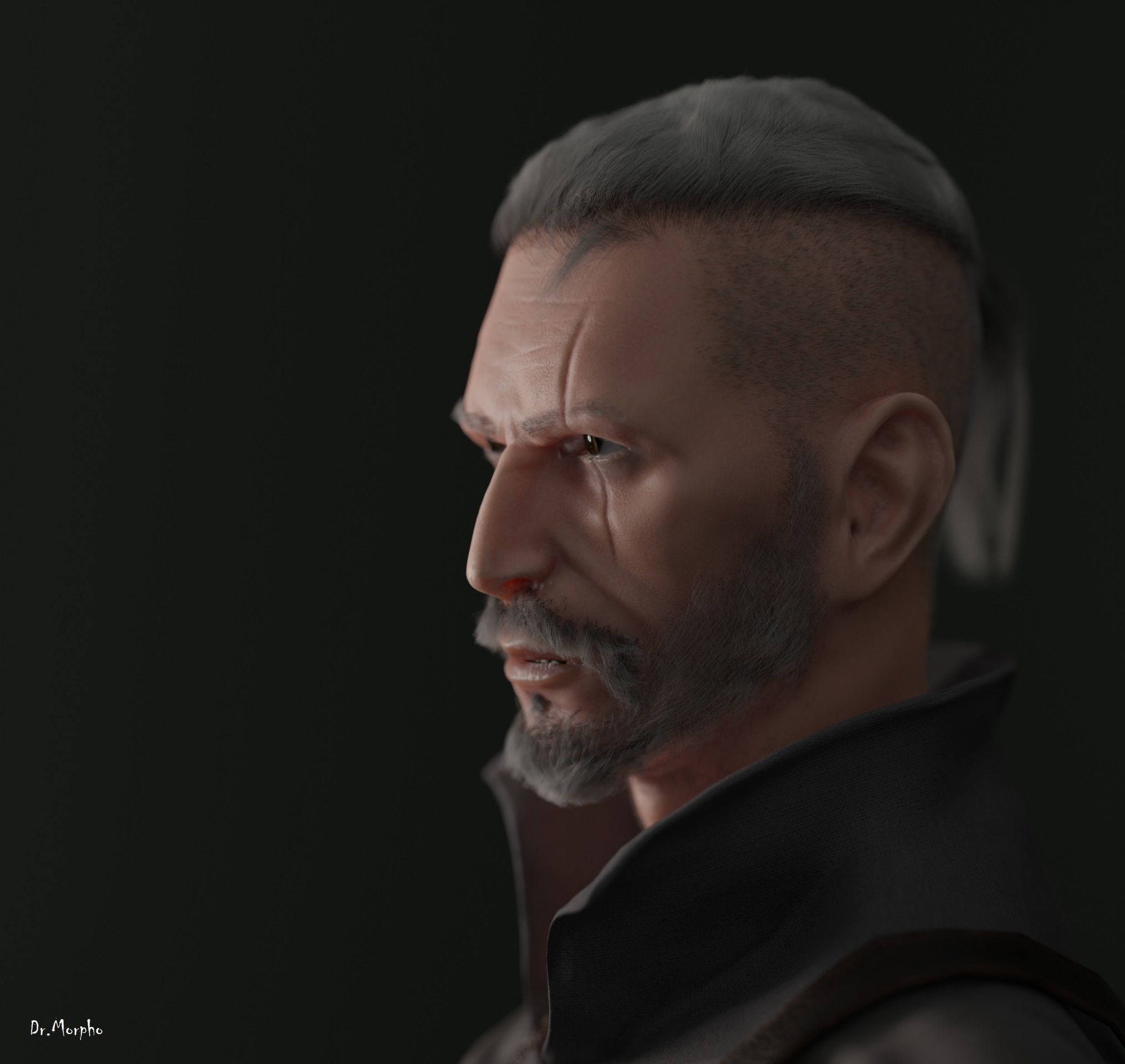 The Witcher man holding sword 3D model_12