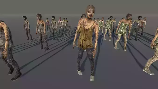 Zombie Civilian Female 07 Low-poly 3D model