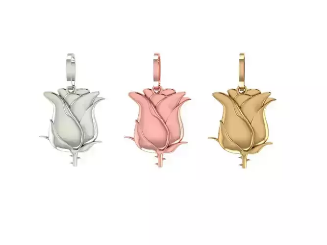 Solid Gold Rose Emoji Pendant