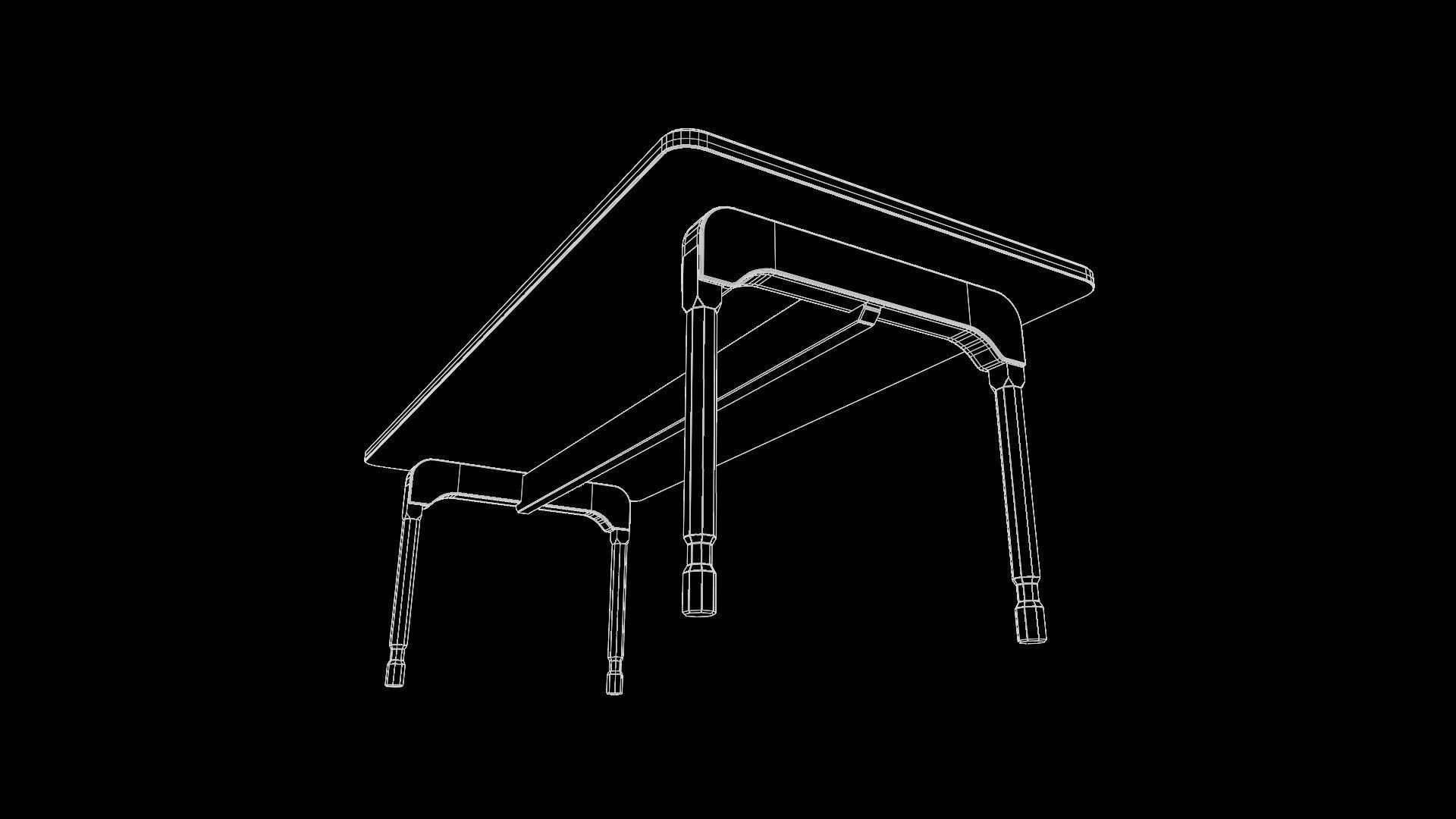 Dining  wooden table and chairs 3D model_8