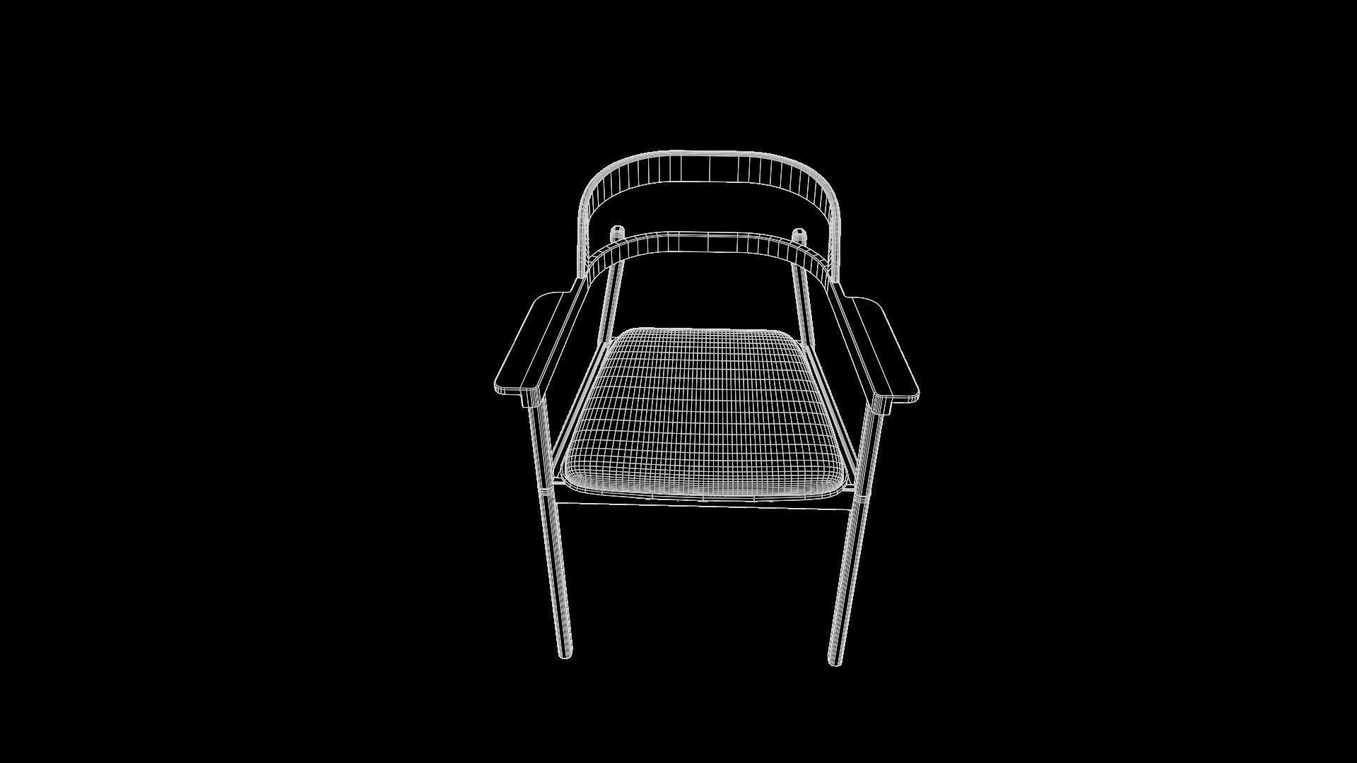 Dining  wooden table and chairs 3D model_5