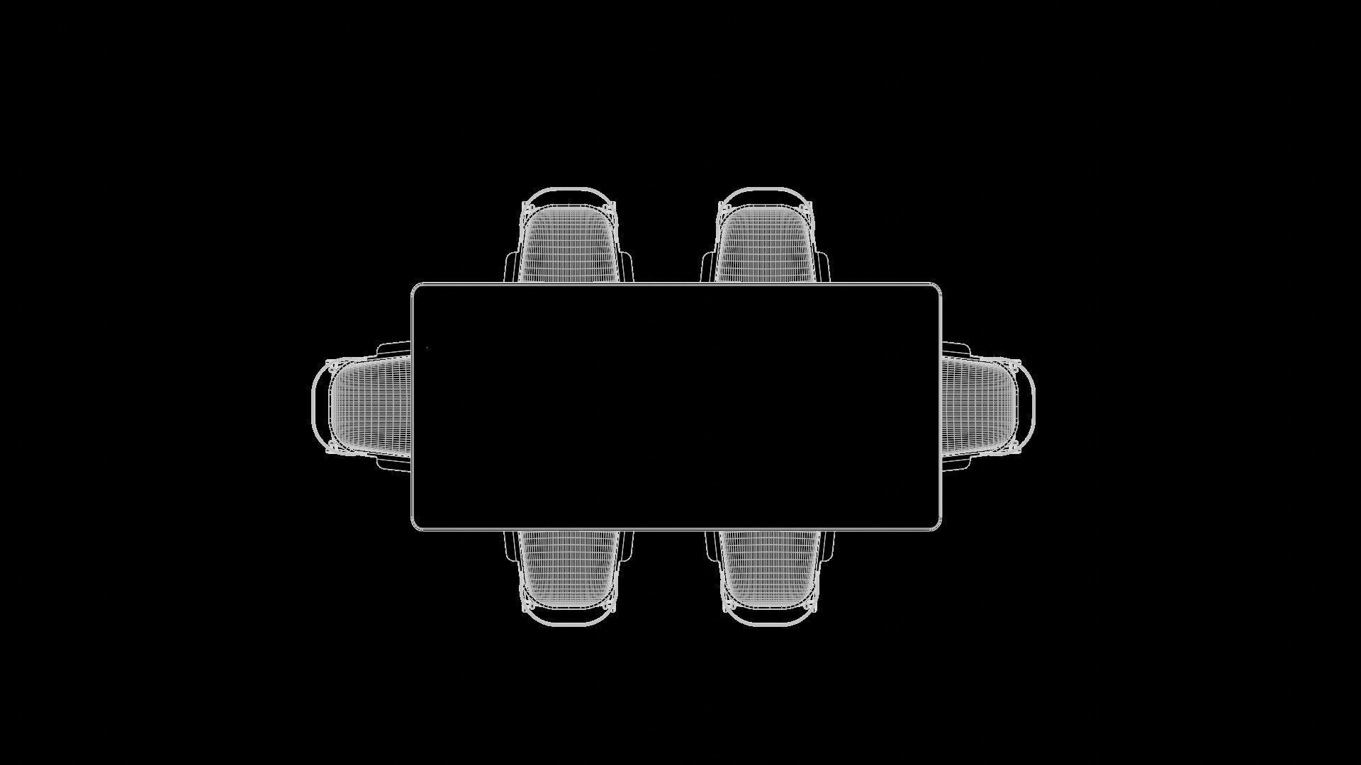 Dining  wooden table and chairs 3D model_6