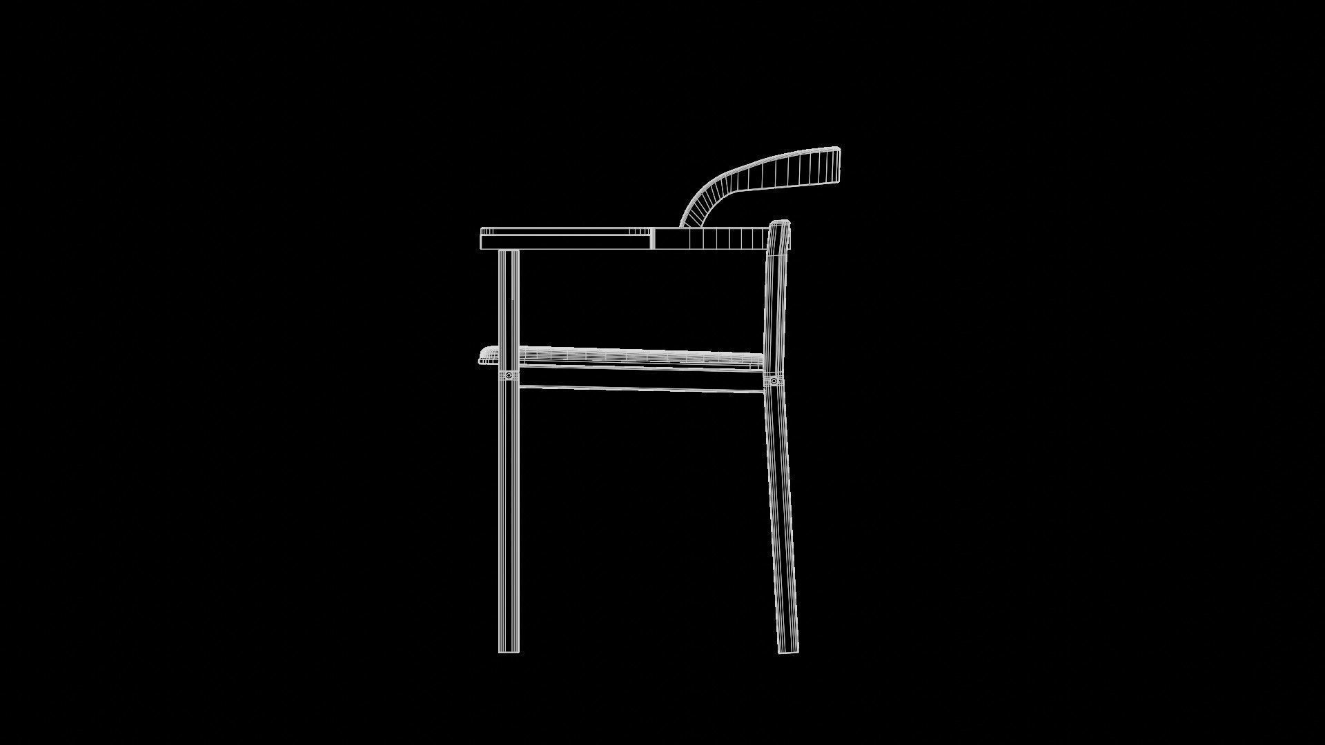 Dining  wooden table and chairs 3D model_3