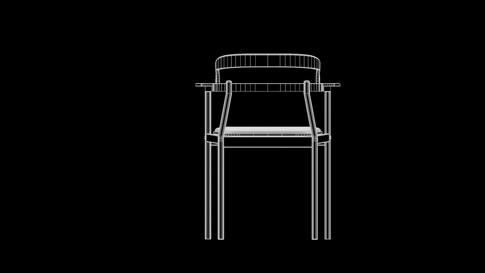 Dining  wooden table and chairs 3D model_4