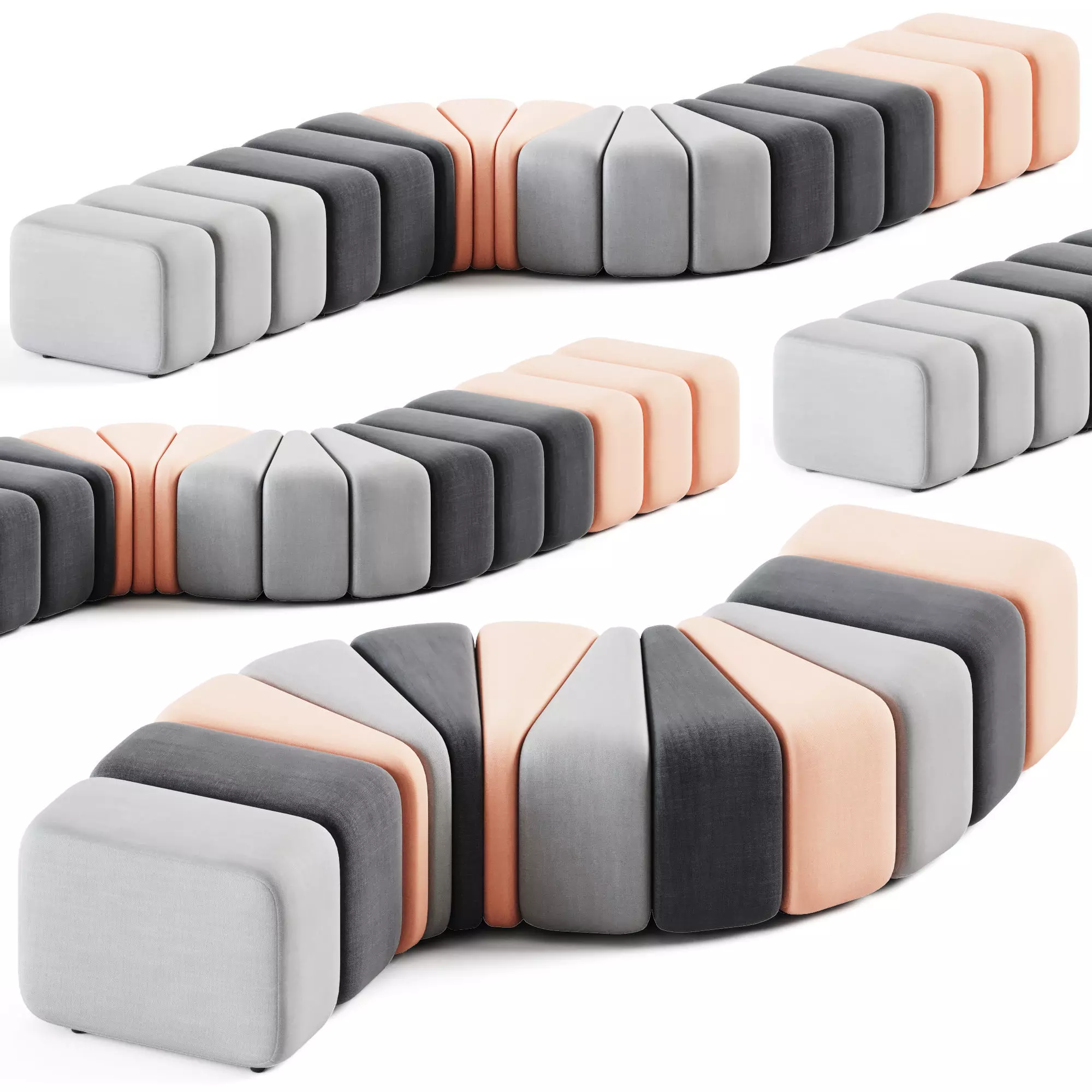 Curved Modul Pouffe by Bla Station 3D model