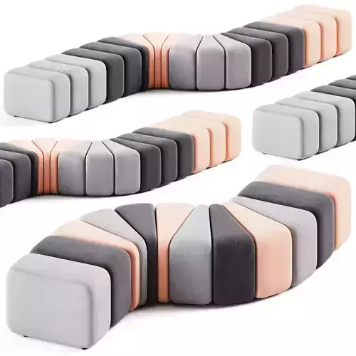 Curved Modul Pouffe by Bla Station