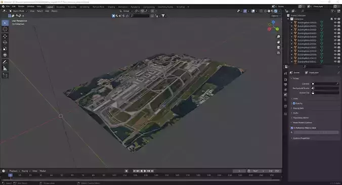 Two runways airport map with Texture Low-poly 3D model Low-poly 3D model