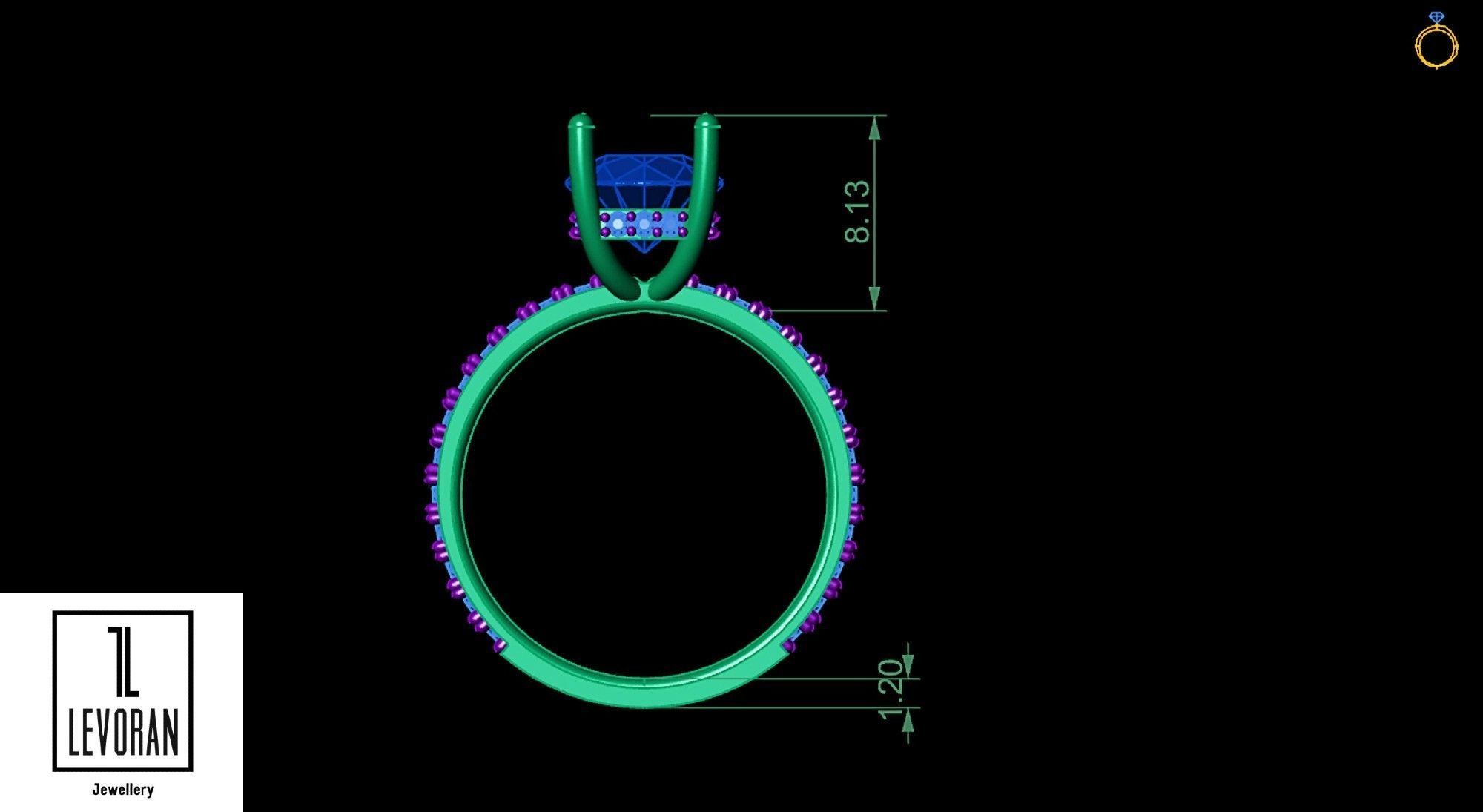 Engagement ring stl file 3D print model_3