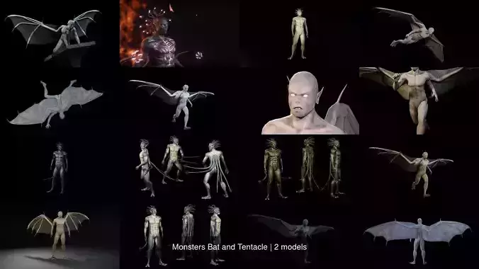 Monsters Bat and Tentacle