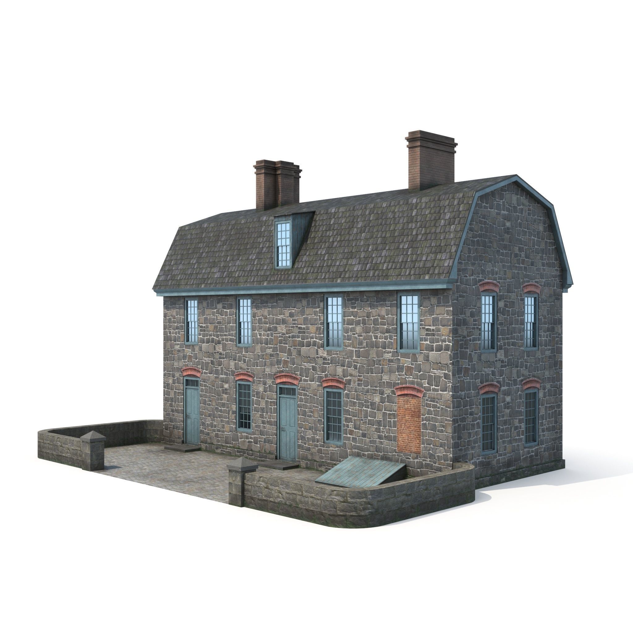 Stone cottage Low-poly 3D model_2