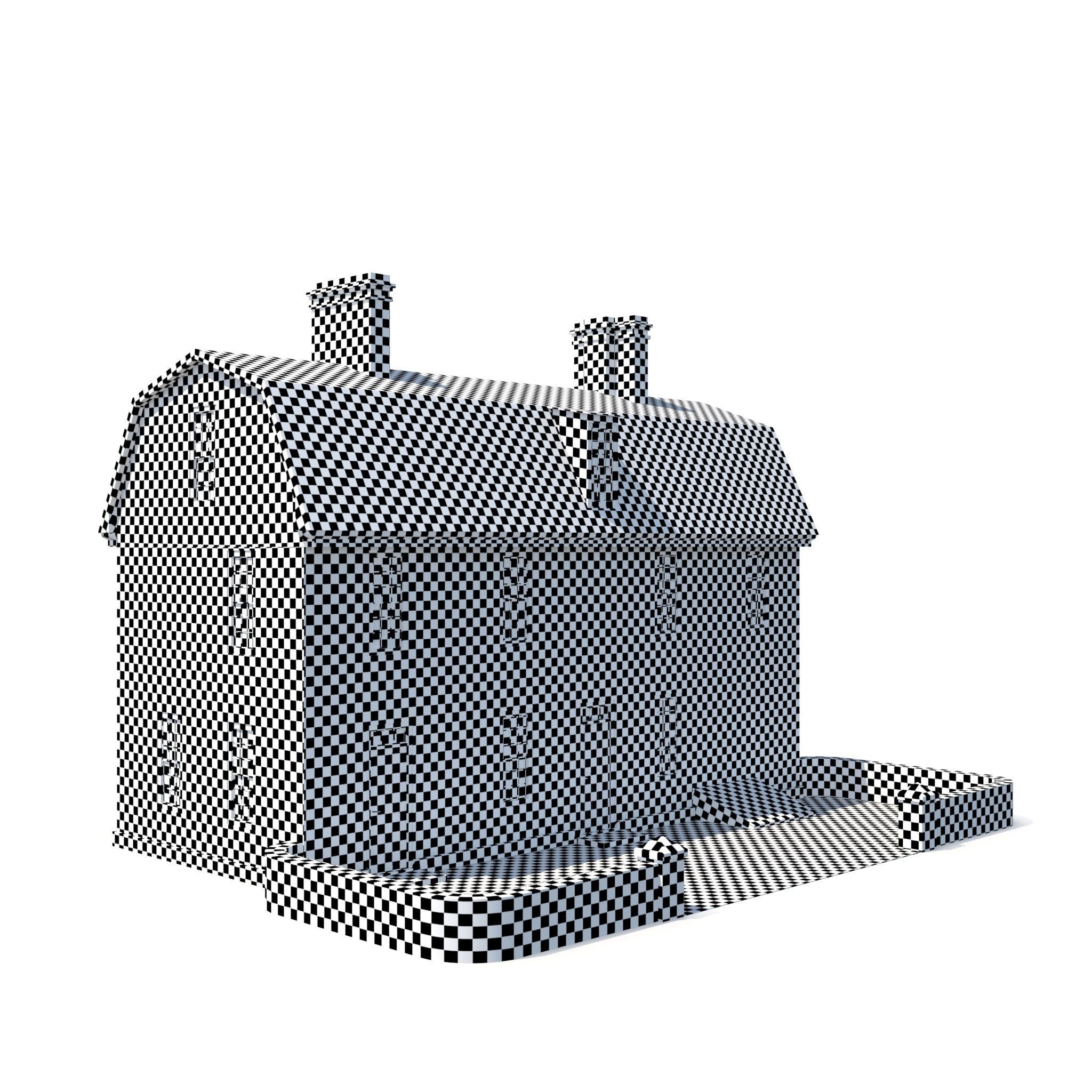 Stone cottage Low-poly 3D model_6