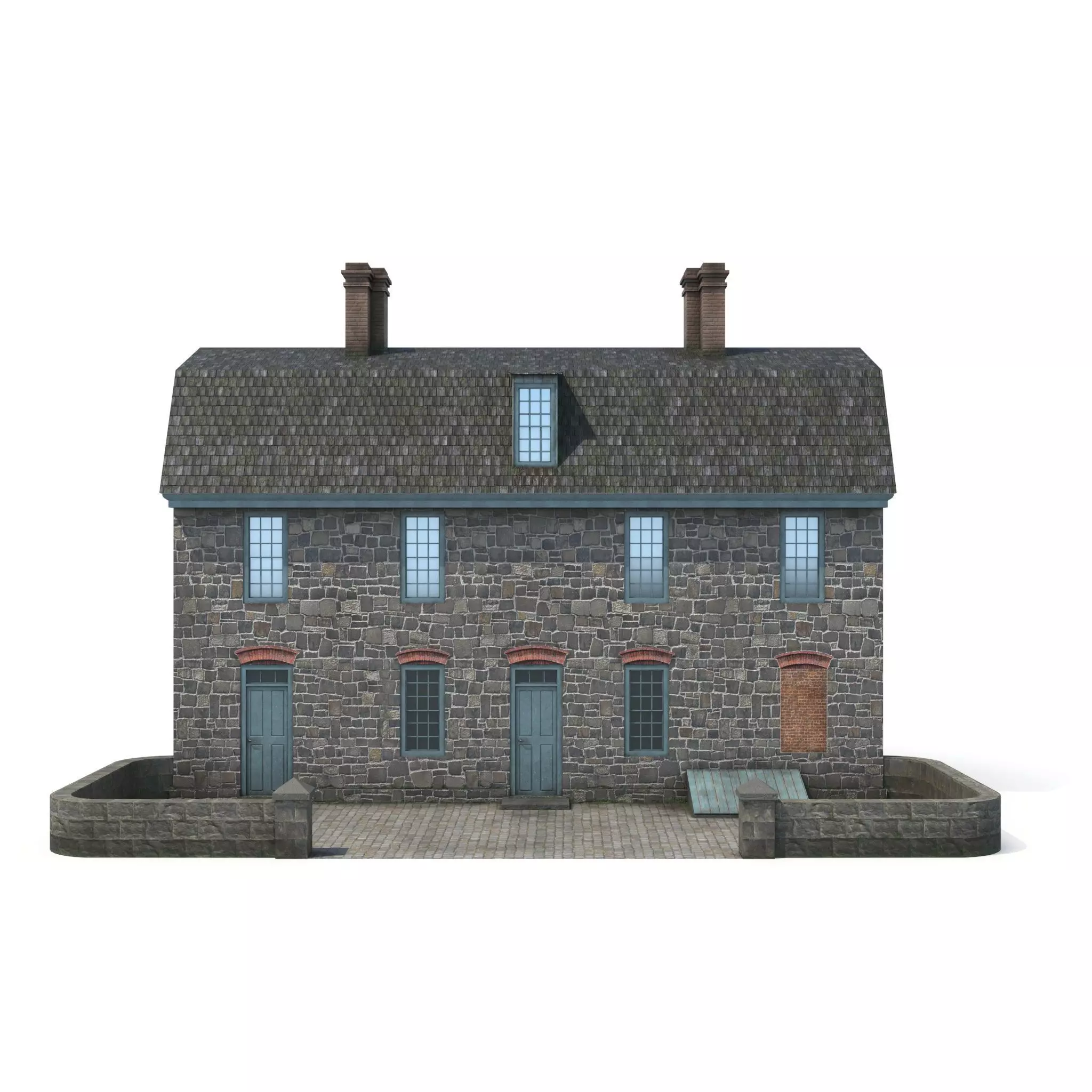 Stone cottage Low-poly 3D model_0