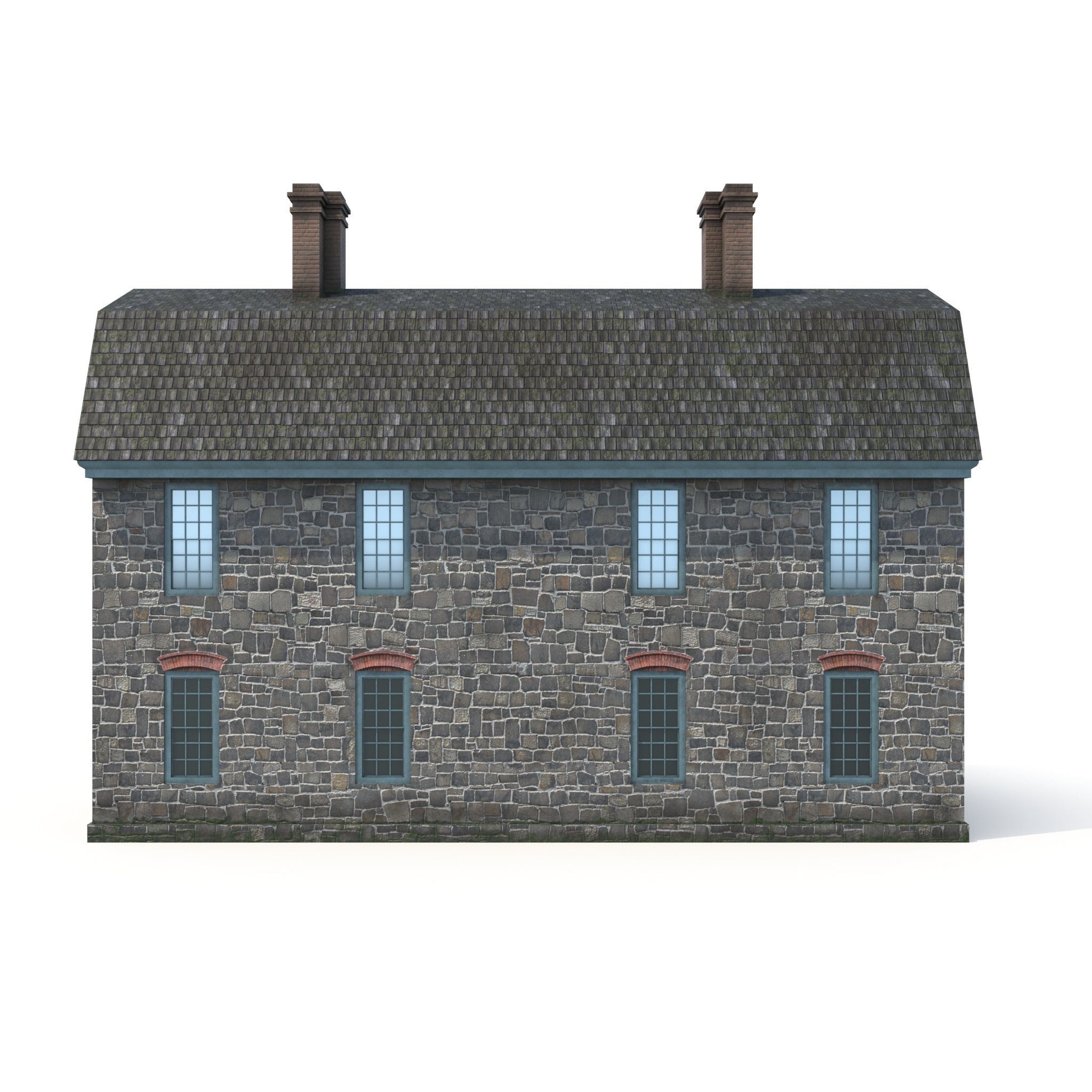 Stone cottage Low-poly 3D model_4