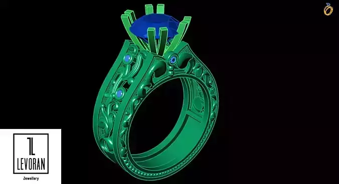 Engraved Solitaire ring stl file 3D print model