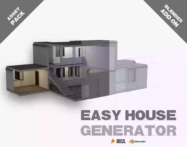 Easy House Generator Low-poly 3D model