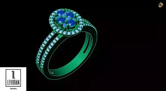 Multistone engagement  ring stl file