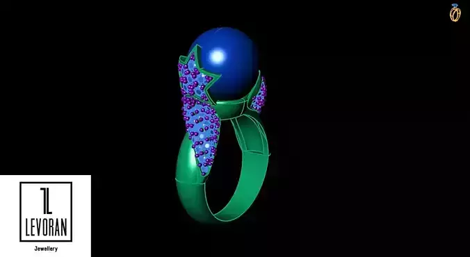 Pearl star  ring  stl file