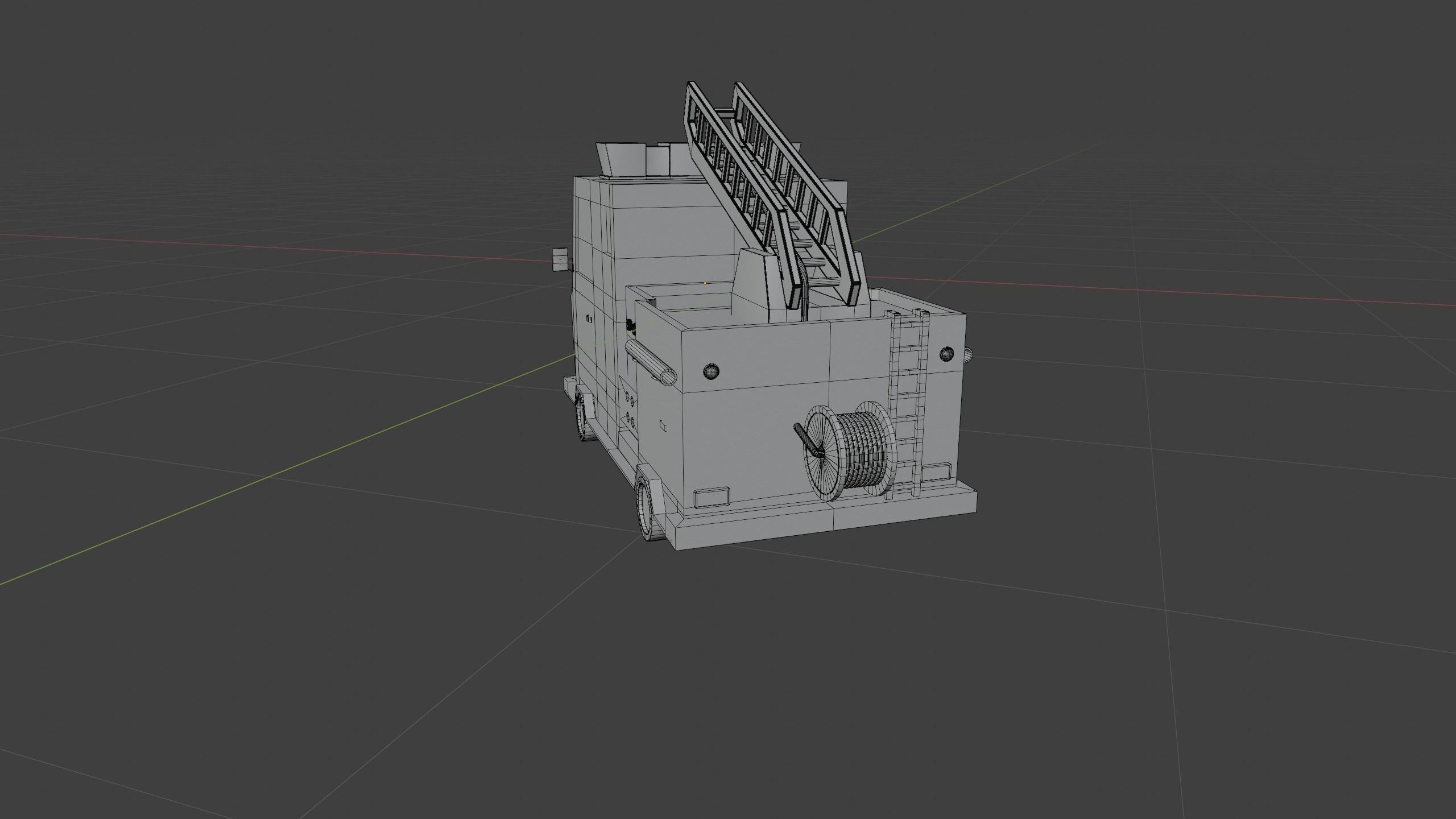 Firetruck paper fire truck Low-poly 3D model_8