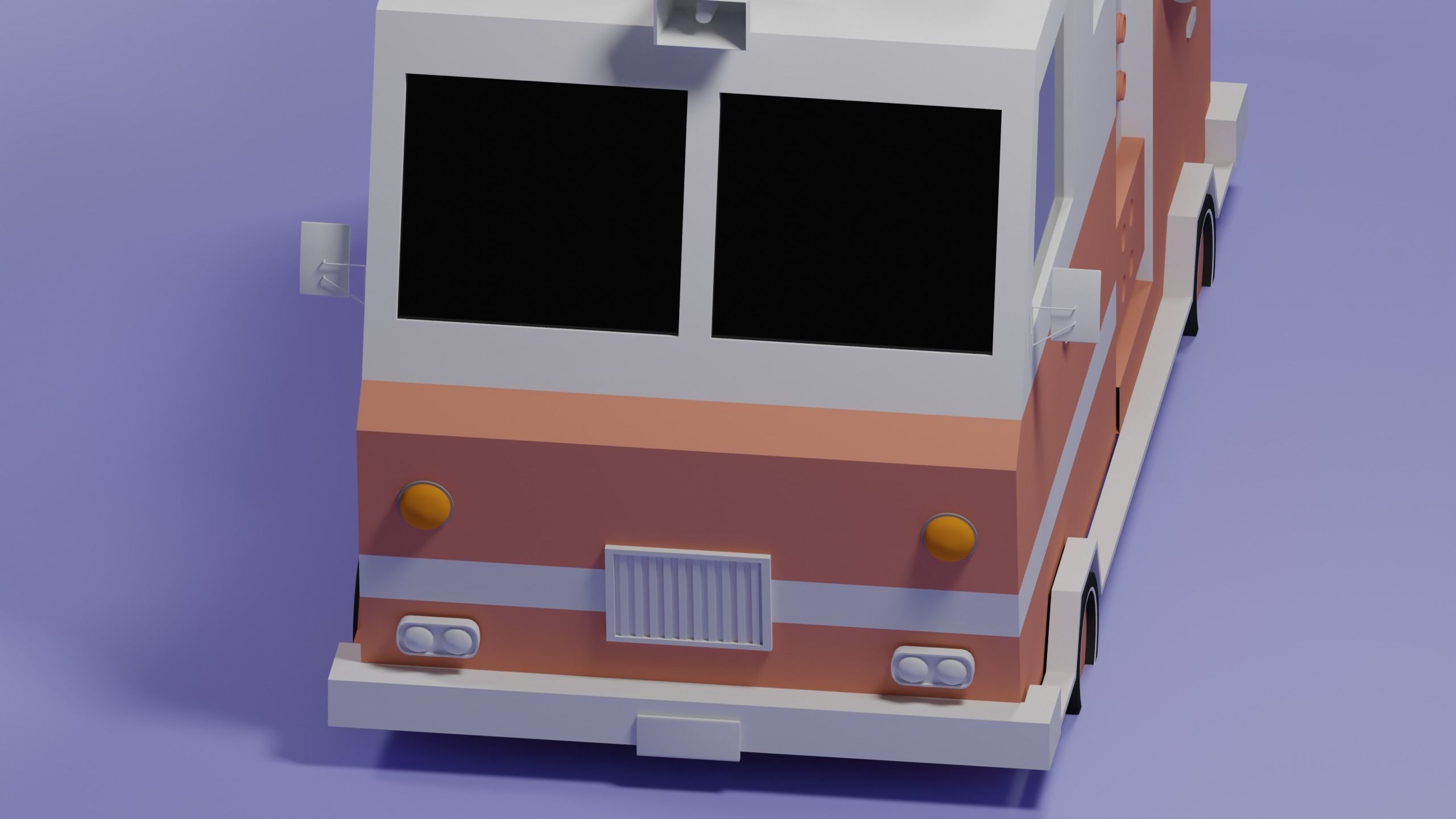 Firetruck paper fire truck Low-poly 3D model_4
