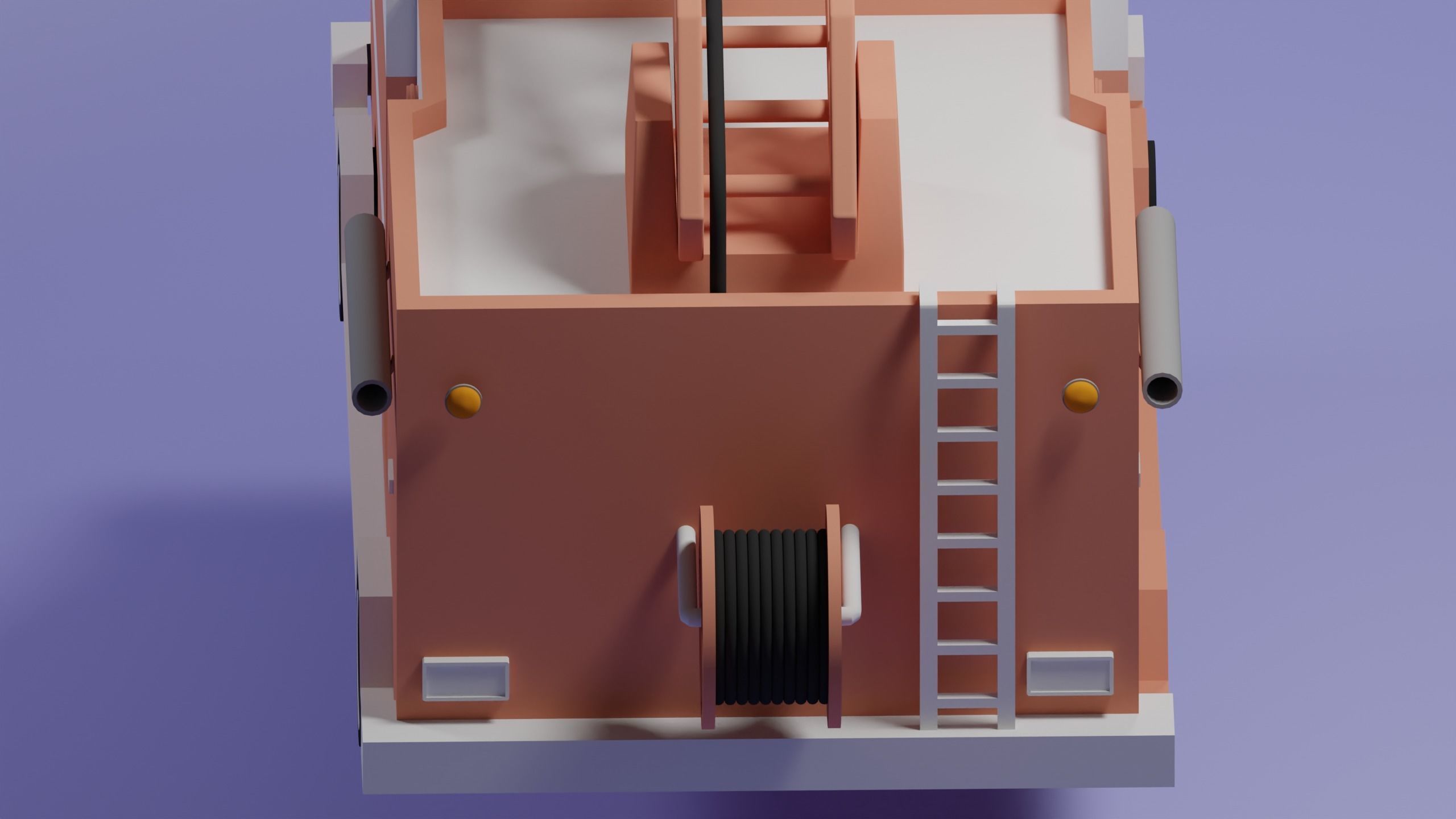 Firetruck paper fire truck Low-poly 3D model_3