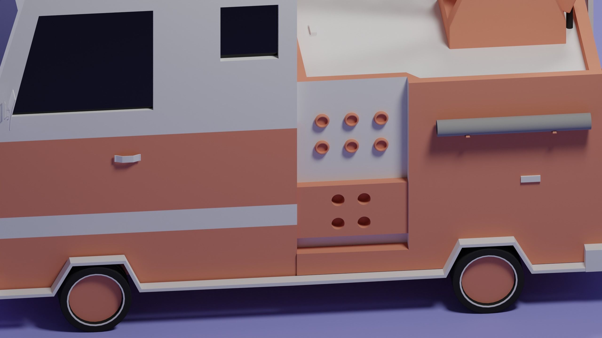 Firetruck paper fire truck Low-poly 3D model_2