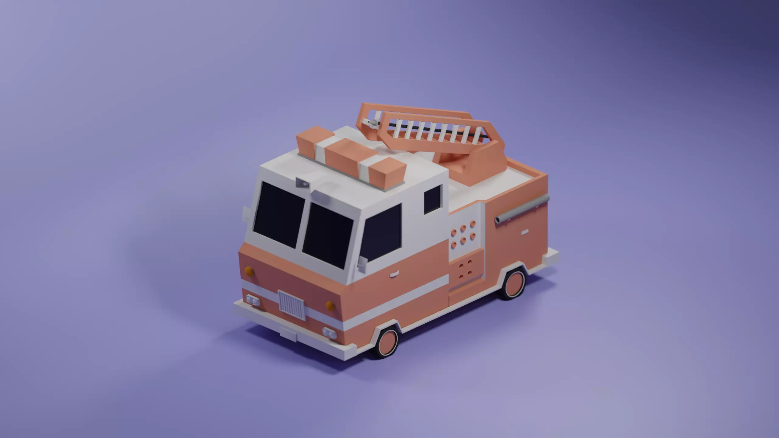 Firetruck paper fire truck Low-poly 3D model_0