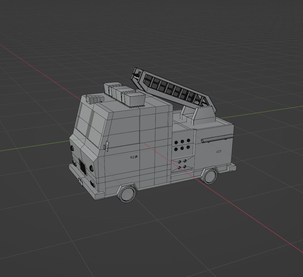 Firetruck paper fire truck Low-poly 3D model_5