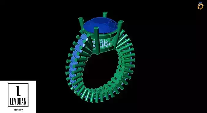 Full baguette solitaire  ring  stl file