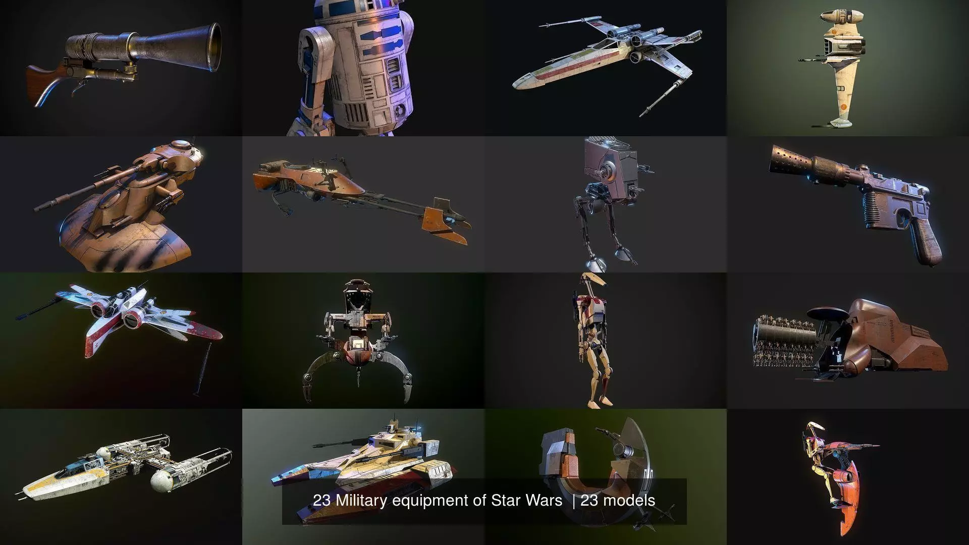 20 Military equipment of Star Wars  3D Model Collection_0