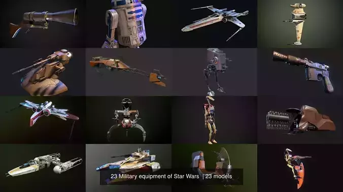 20 Military equipment of Star Wars  3D Model Collection