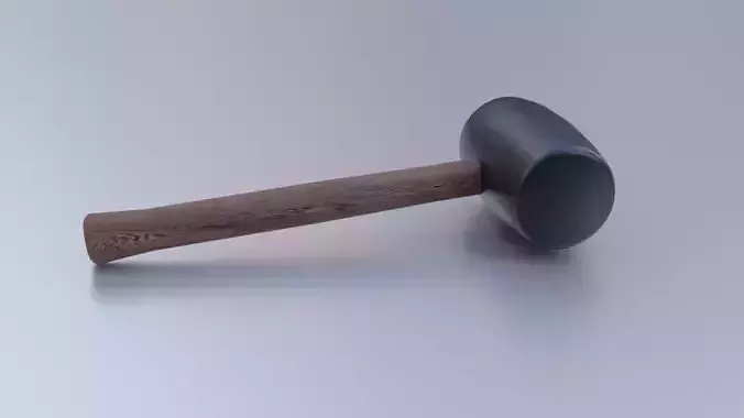 Low poly hammer with wooden handle