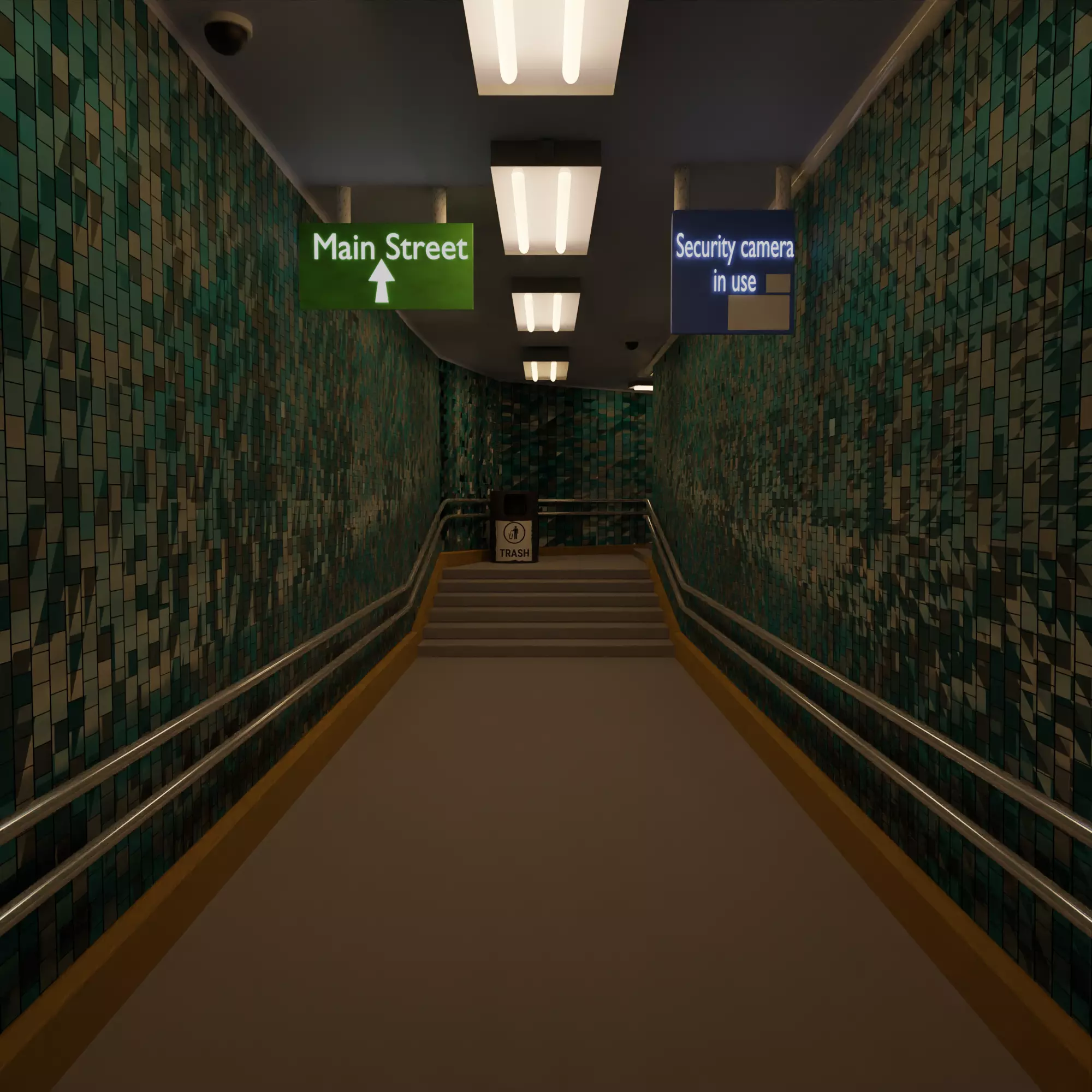 Subway and metro station hallway Free low-poly 3D model_0
