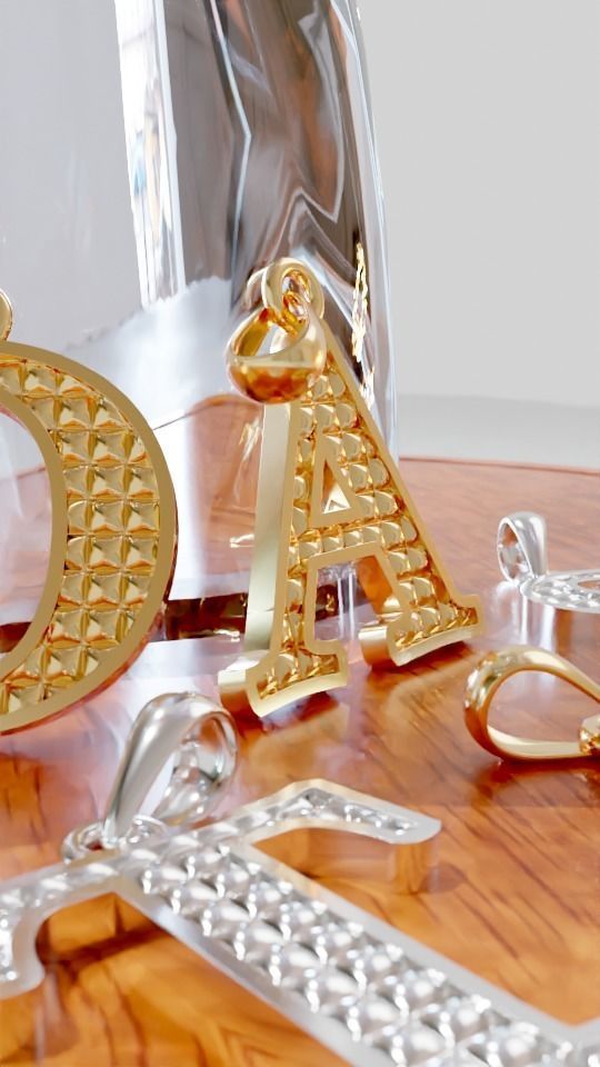  letter pendant 3D print model_4