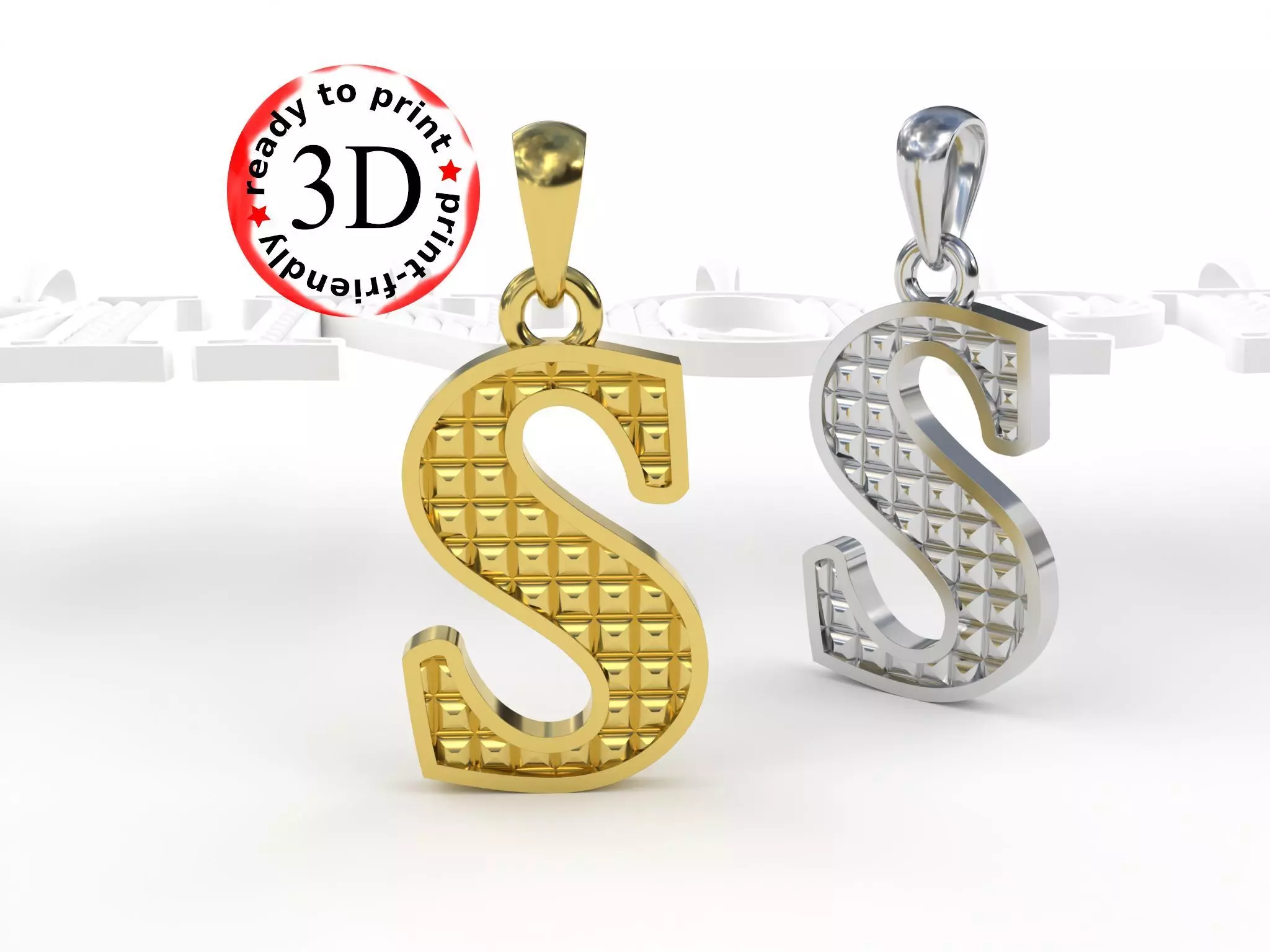  letter pendant 3D print model_0