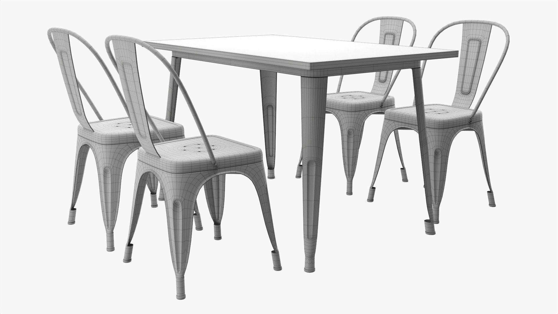 Outdoor Black Dining Table with Chairs 3D model CGTrader