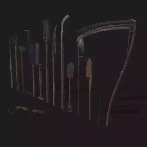 15 Medieval Farmers Tools Pack 3D Model Collection