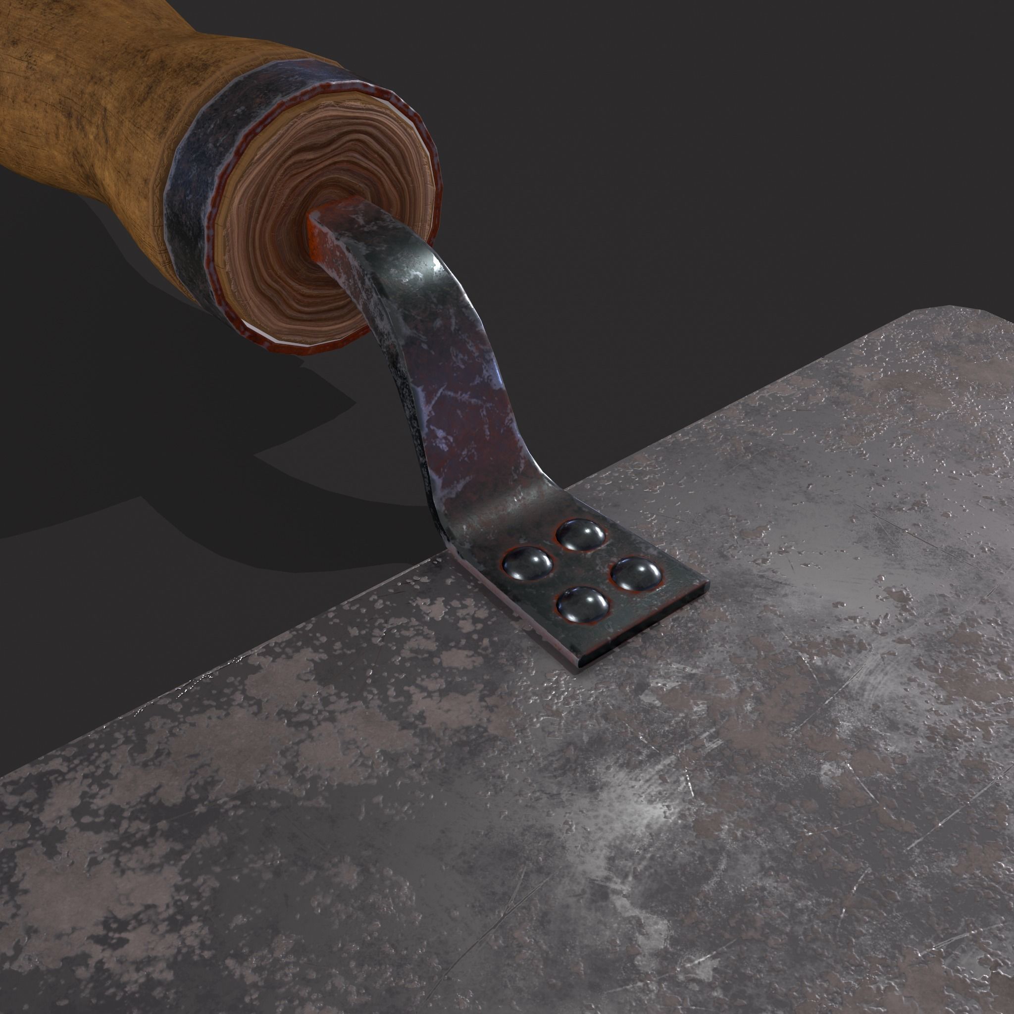 Metal Trowel Low-poly 3D model_9