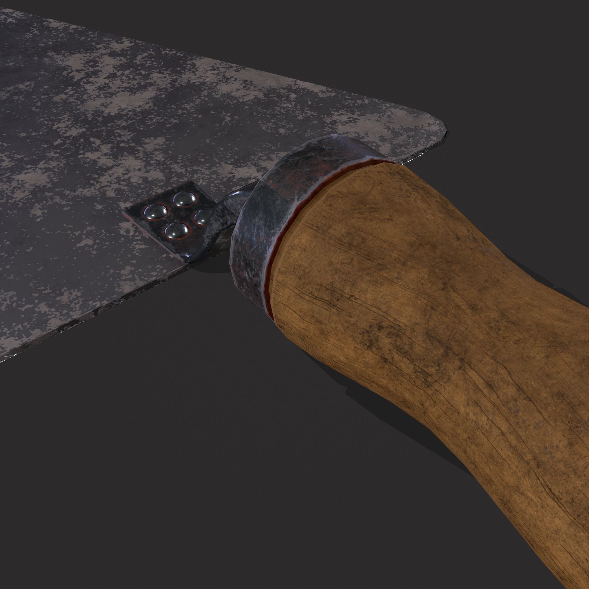 Metal Trowel Low-poly 3D model_11