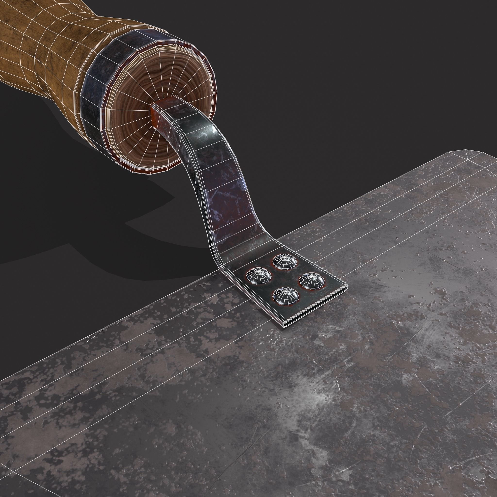 Metal Trowel Low-poly 3D model_10