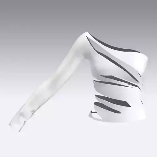 BLOUSE WHITE  PANELED LOOK MODERN BLOUSE ONE SHOULDER