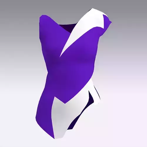 ONE SHOLUDER COLOR BLOCK BLOUSE PURPLE AND WHITE LOOK