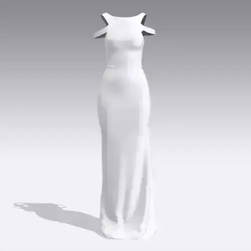DRESS WHITE OPEN SHOLUDER LONG DRESS LOOK MODERN 3D model