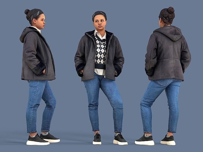 Girl in Plaid Vest 3D model