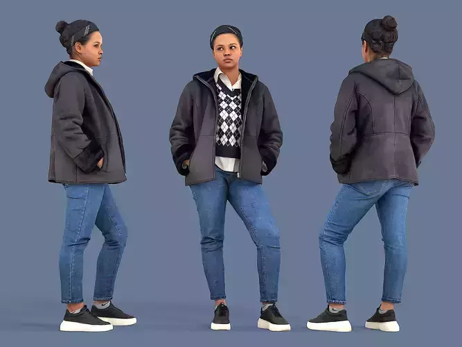 Girl in Plaid Vest 3D model