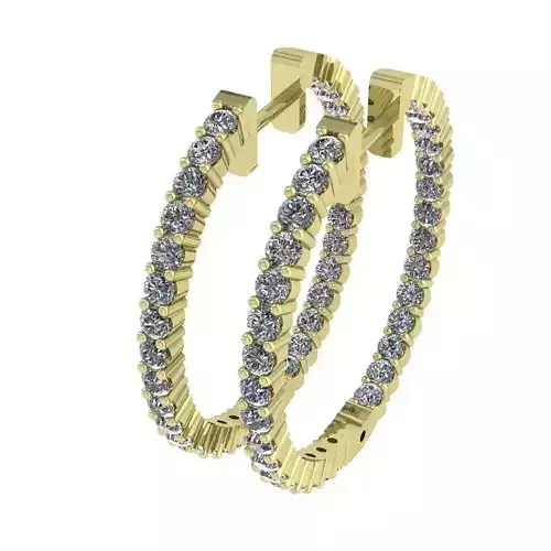 25mm Inside-Outside Shared Prong Diamond Hoop Earrings Huggies