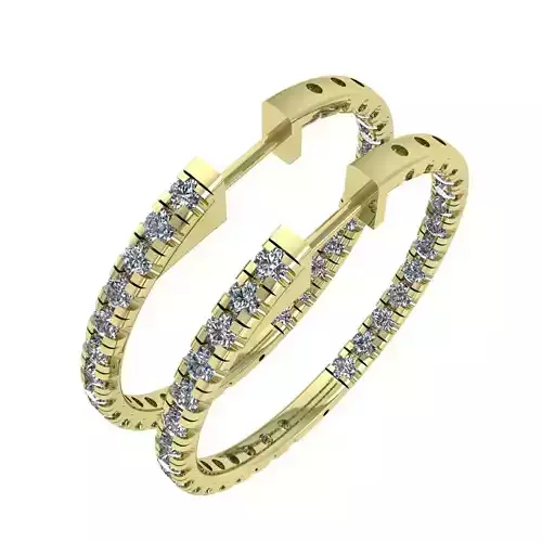 25mm Inside-Outside Diamond Hoop Earrings Huggies